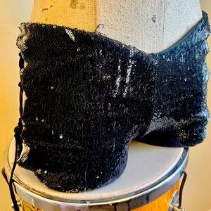 Black Sequin shorts with side lacing